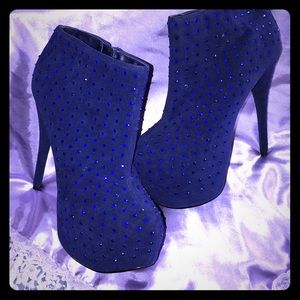Blue platform booties (blue stones all over)